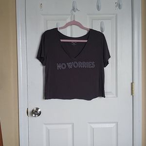 "No Worries" Grey Crop Top